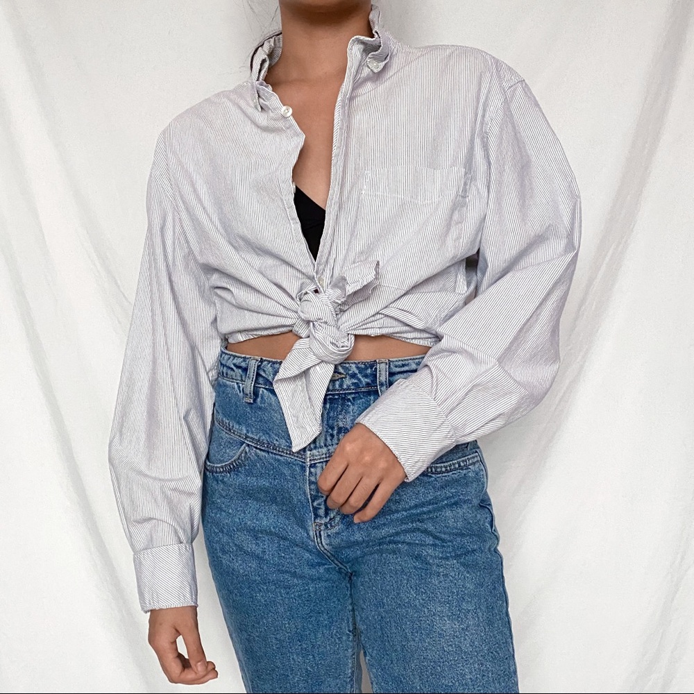 [SOLD] Blue White Striped Button Down Shirt